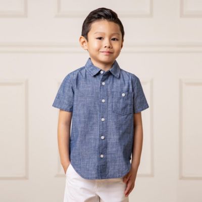 Boys Short Sleeve Chambray Button Down Shirt
