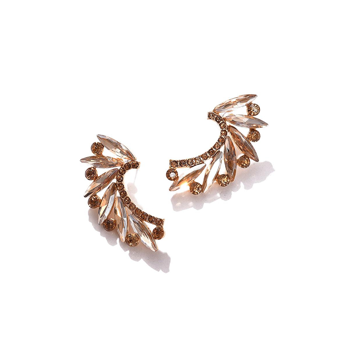 Women's Brown Embellished Cluster Drop Earrings - Brown