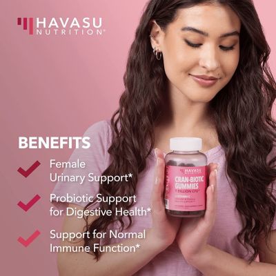 Cranberry Supplement Probiotic Chewable Gummies | Probiotics for Women with 1 Billion CFU Gut Health Supplements | Immune Health, Vaginal Health, and Urinary Tract Health for Women | 60 Gummies