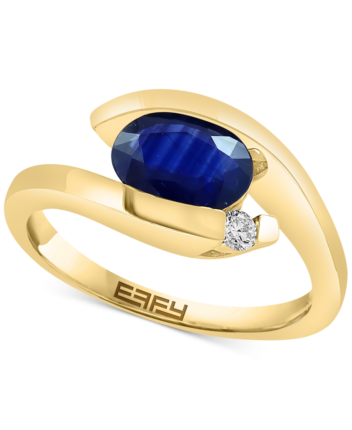 Effy Collection Effy Sapphire (1-3/8 Ct. T.w.) & Diamond (1/20 Ct. T.w.) Statement Ring In 14k Gold