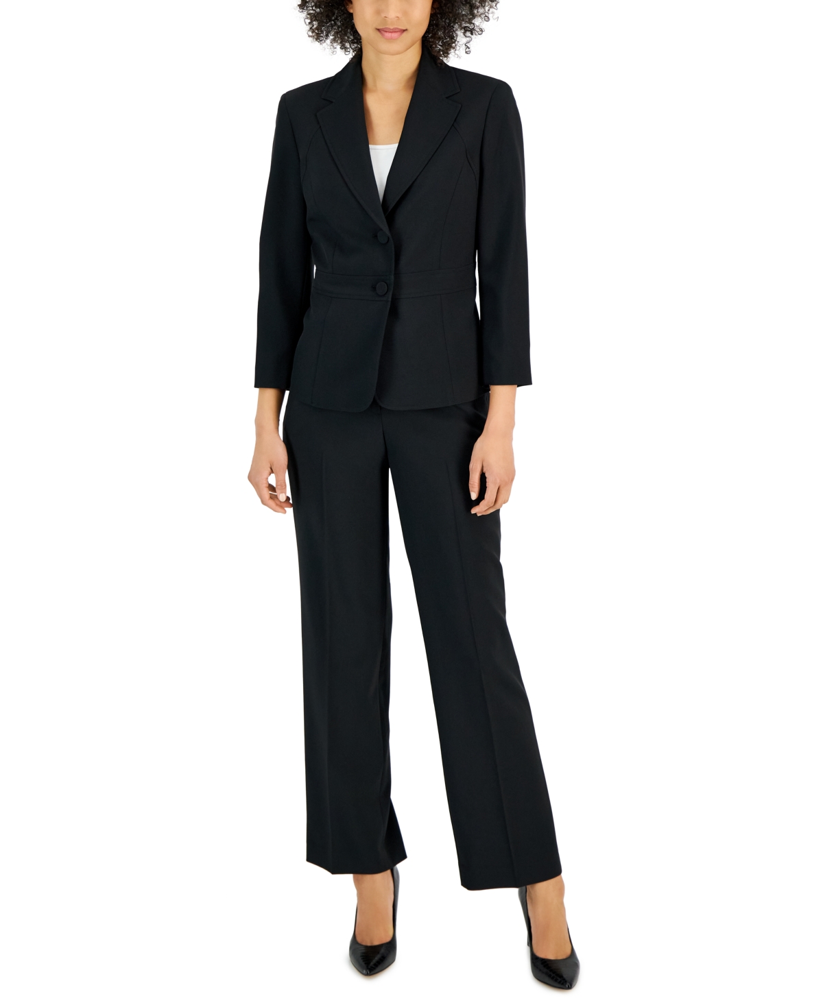 Crepe Two-Button Blazer & Pants, Regular and Petite Sizes - Wild Rose