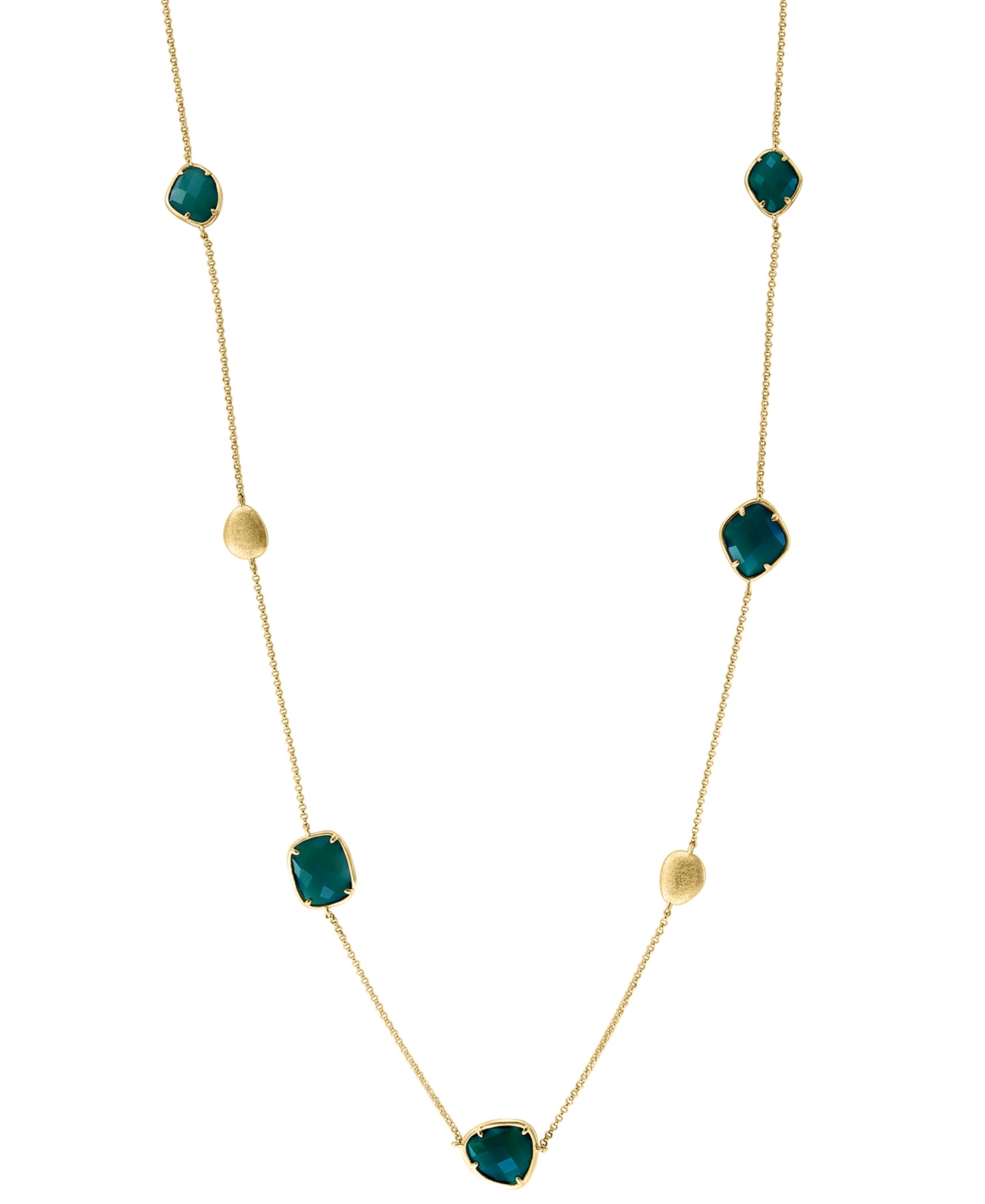 Effy Collection Effy Green Onyx & Textured Bead 18" Statement Necklace In 14k Gold