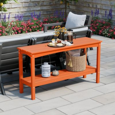 55" Outdoor Patio HDPE Adirondack 2-Tier Shelf Console Table