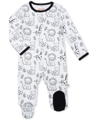 EASY = MAGNETIC CLOSE - Baby Boys Magnetic Printed Cotton Footed Coverall