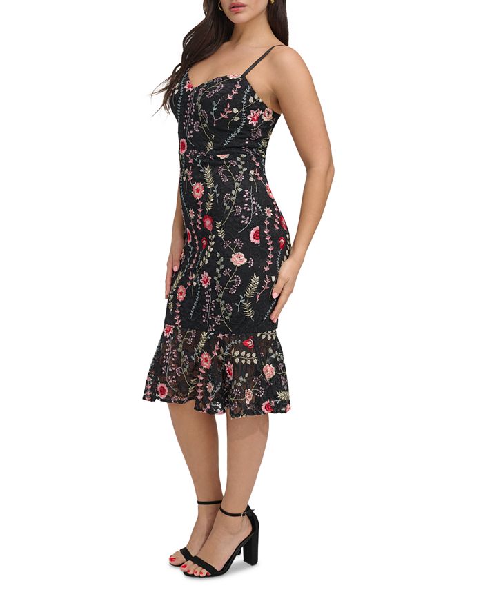 Just A Dream Silk/Cotton, Embroidered + Lace Midi Dress