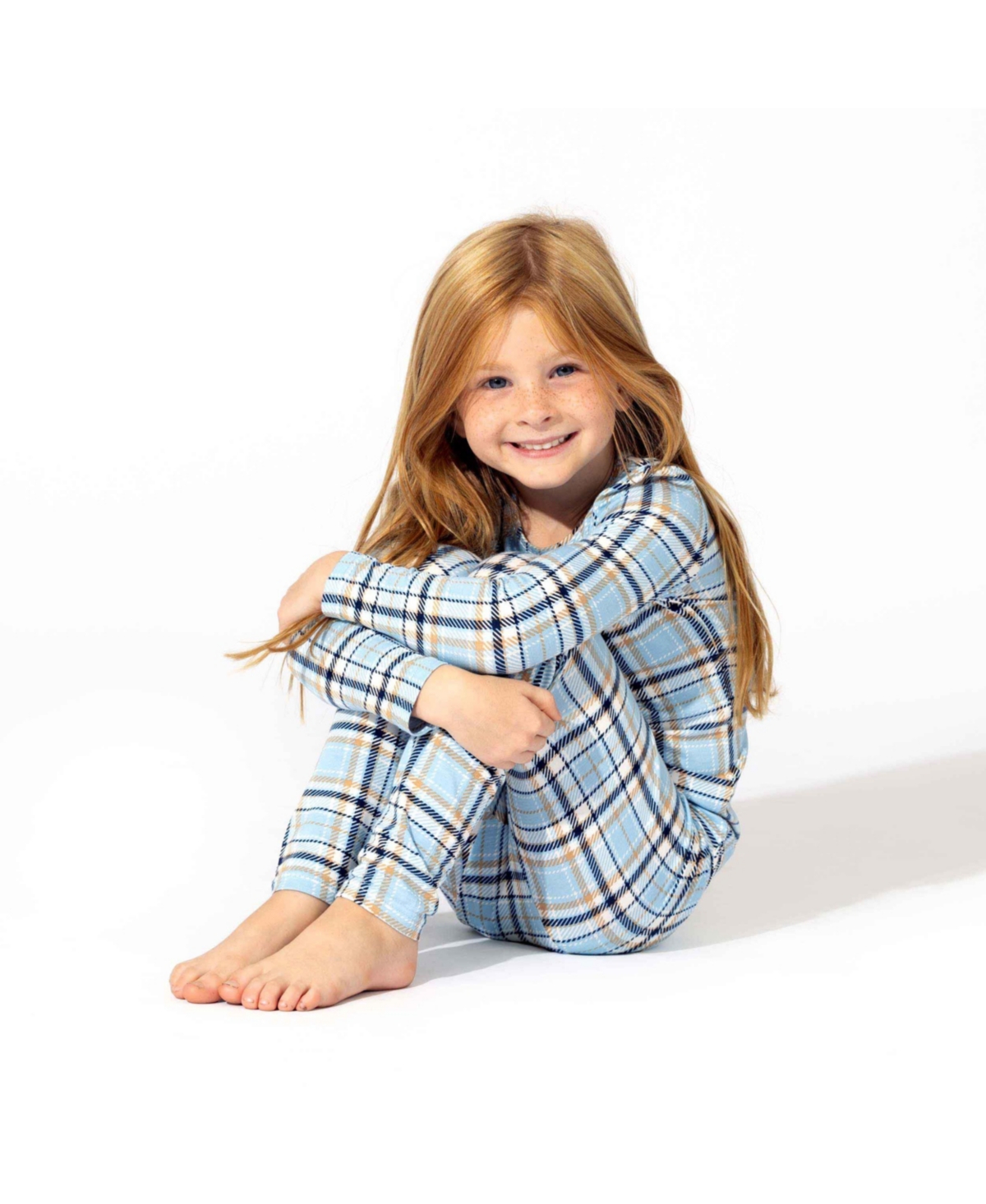 Bellabu Bear Unisex KidsSet of 2 Piece Pajamas - Holiday plaid blue