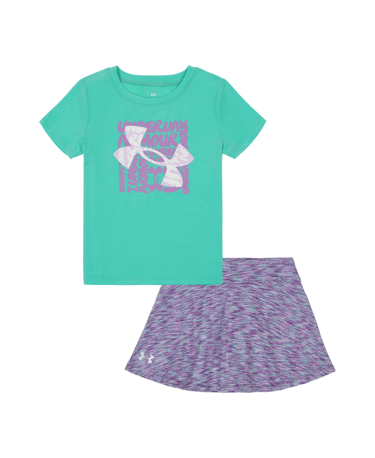 Under Armour Kids' Little Girls Logo Lock T-shirt And Skort Set In Radial Turquoise