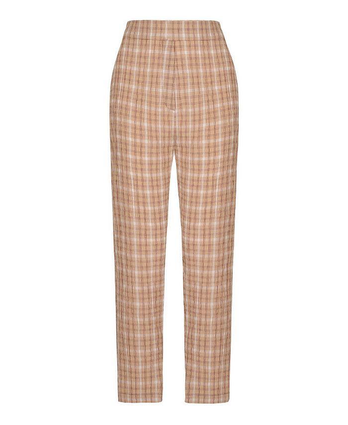 NOCTURNE Women's Tapered Fit Plaid Pants - Macy's