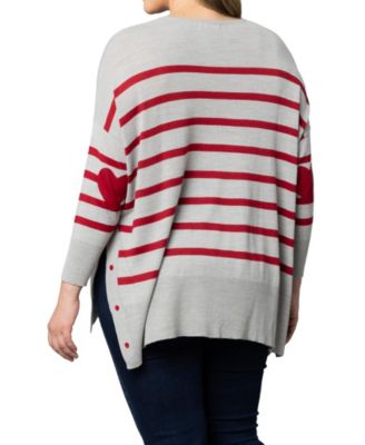 Women's Plus Size Heart on Your Sleeve Crew Neck Sweater