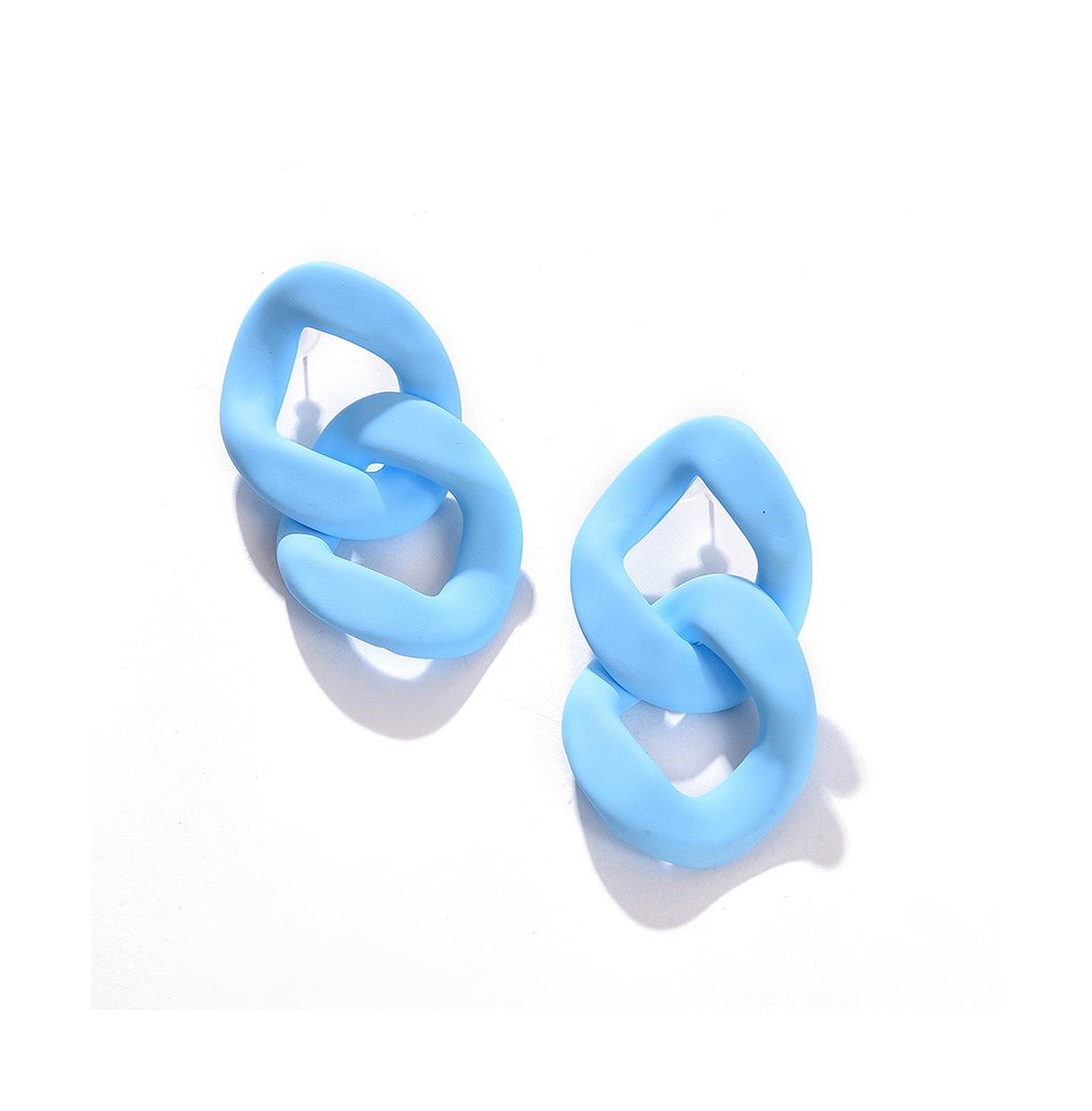 Women's Blue Chain-link Drop Earrings - Blue
