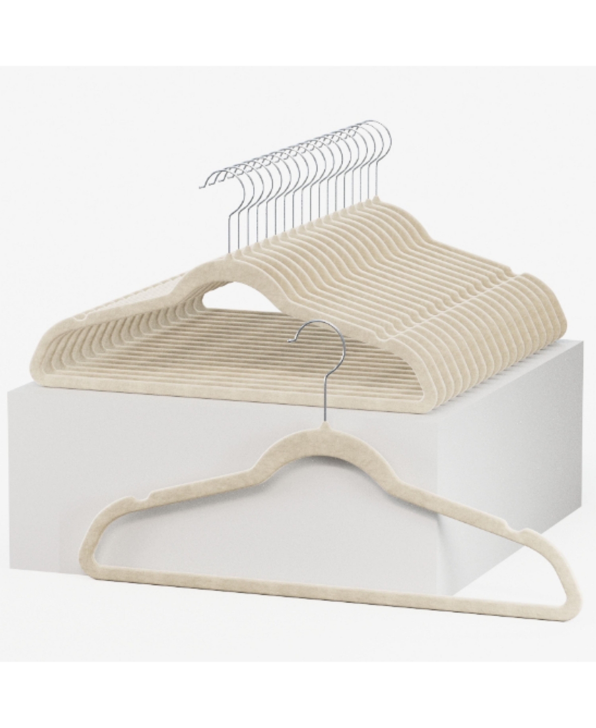 50-pack Ivory Velvet Hangers - Ultra-Thin Hangers - Non-slip for Skirts and Pants Hangers - Ivory