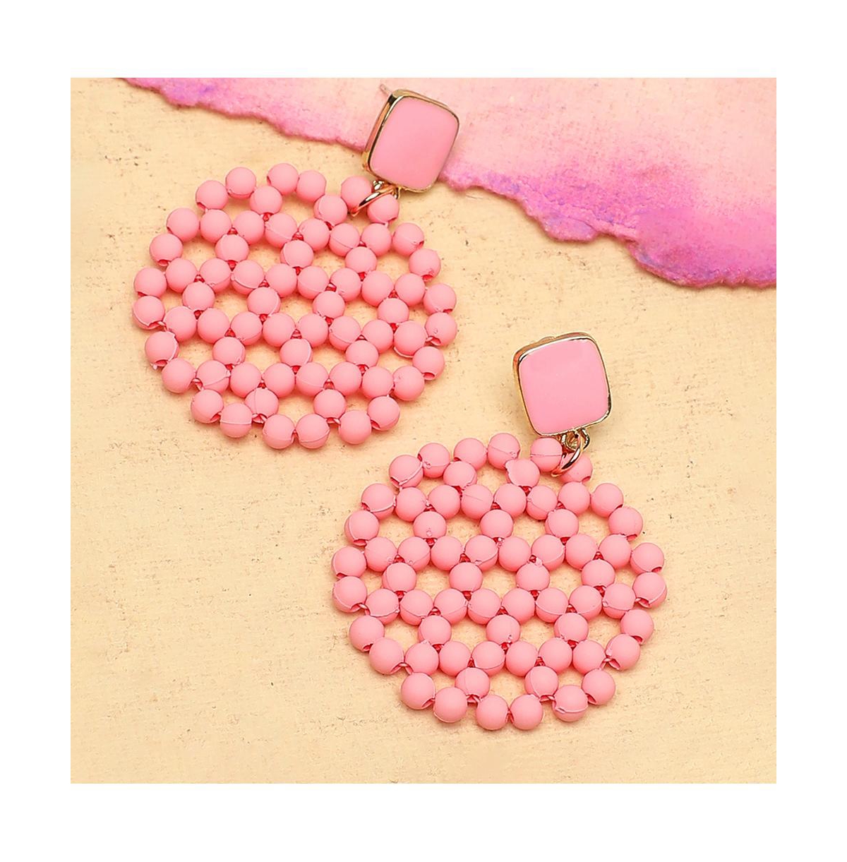 Sohi Women'sBeaded Circular Drop Earrings - Pink