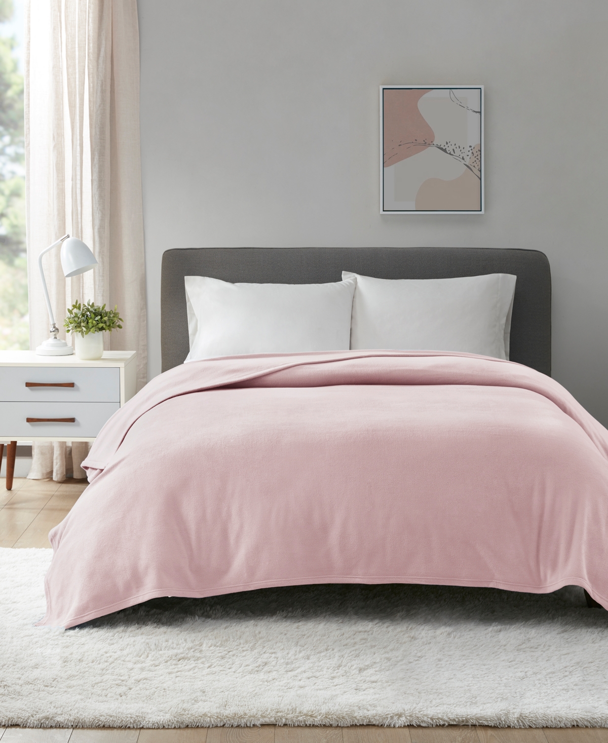 Home Design Easy Care Year-round Soft Fleece Blanket, Twin, Created For Macy's In Pink Dogwood