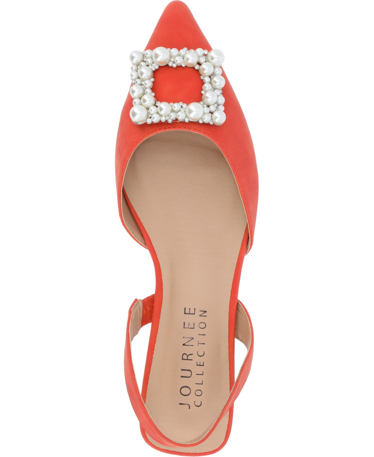 Shop Journee Collection Women's Hannae Embellished Slingback Flats In Orange