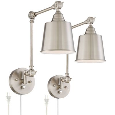 Mendes Modern Wall Lamps Set of 2 Plug-in Adjustable Up Down Fixtures