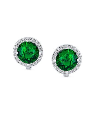 Classic 2CT Round CZ Cubic Zirconia Solitaire Halo Clip On Stud Earrings Non Pierced 7MM