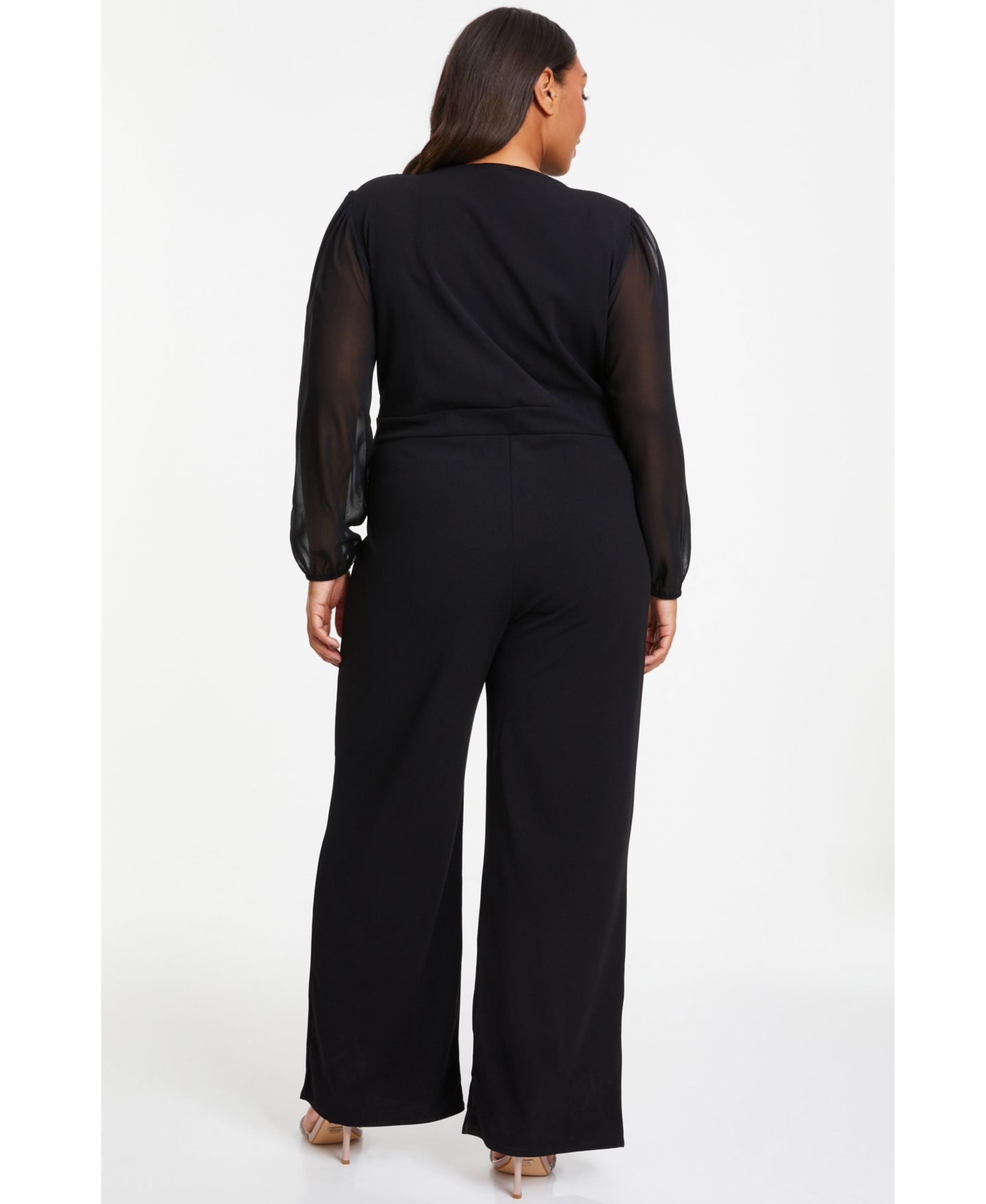 Женский комбинезон QUIZ Buckle Detail Chiffon Sleeve Palazzo Jumpsuit — фото 2