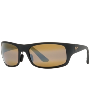Maui Jim Polarized Polarized Sunglasses, 419 Haleakala In Black Matte/bronze Mirror Polar