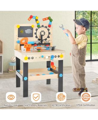 Kids Tool Bench, Pretend Play Workbench with Tools Set & Realistic Accessories