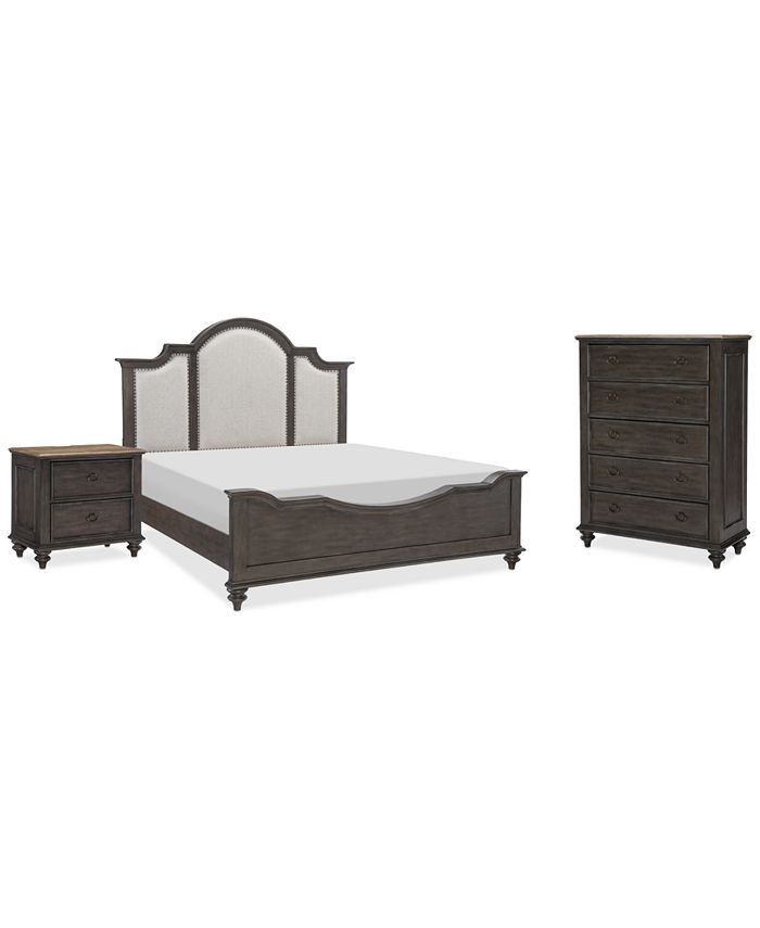 Furniture Mandeville 3pc Bedroom Set (Upholstered Queen Bed + Drawer