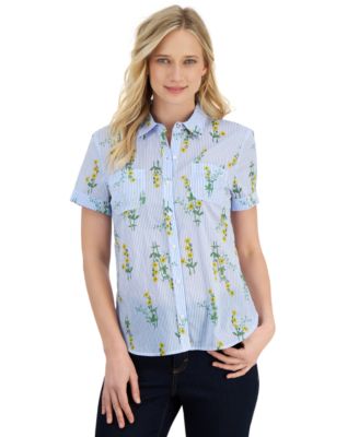 Nautica Jeans - Women's Floral-Print Button-Down Camp Shirt