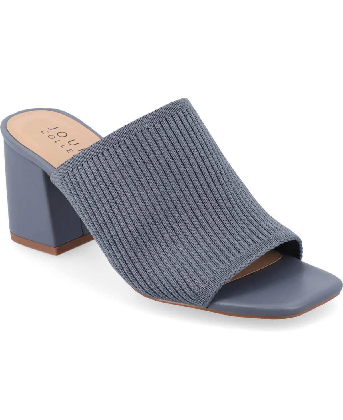Journee Collection Womens Medium And Wide Width Lorenna Open Square Toe Block Heel Sandals In Blue