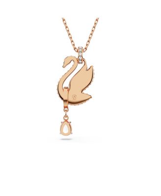 Swan, Black, Rose Gold-Tone Iconic Swan Pendant Necklace