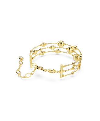 Round Cut, White, Gold-Tone Imber Wide Bracelet