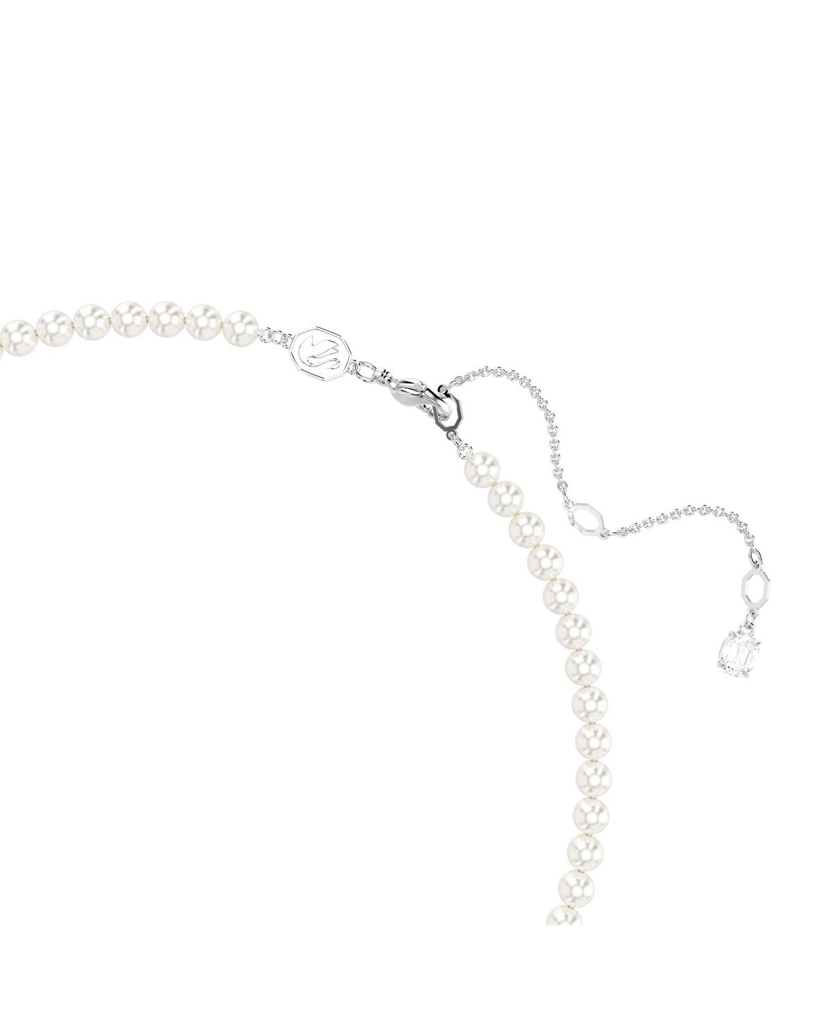 Swarovski Mixed Cuts, Crystal Swarovski Imitation Pearls, Shell, Rhodium Plated Idyllia Pendant Necklace - Pink