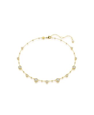 Swarovski Round Cut, Scattered Design, White, Gold-Tone Imber Necklace ...