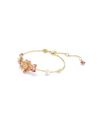 Swarovski Mixed Cuts, Flower, Pink, Gold-Tone Gema Bracelet Swarovski Mixed Cuts, Flower, Pink, Gold-Tone Gema Bracelet