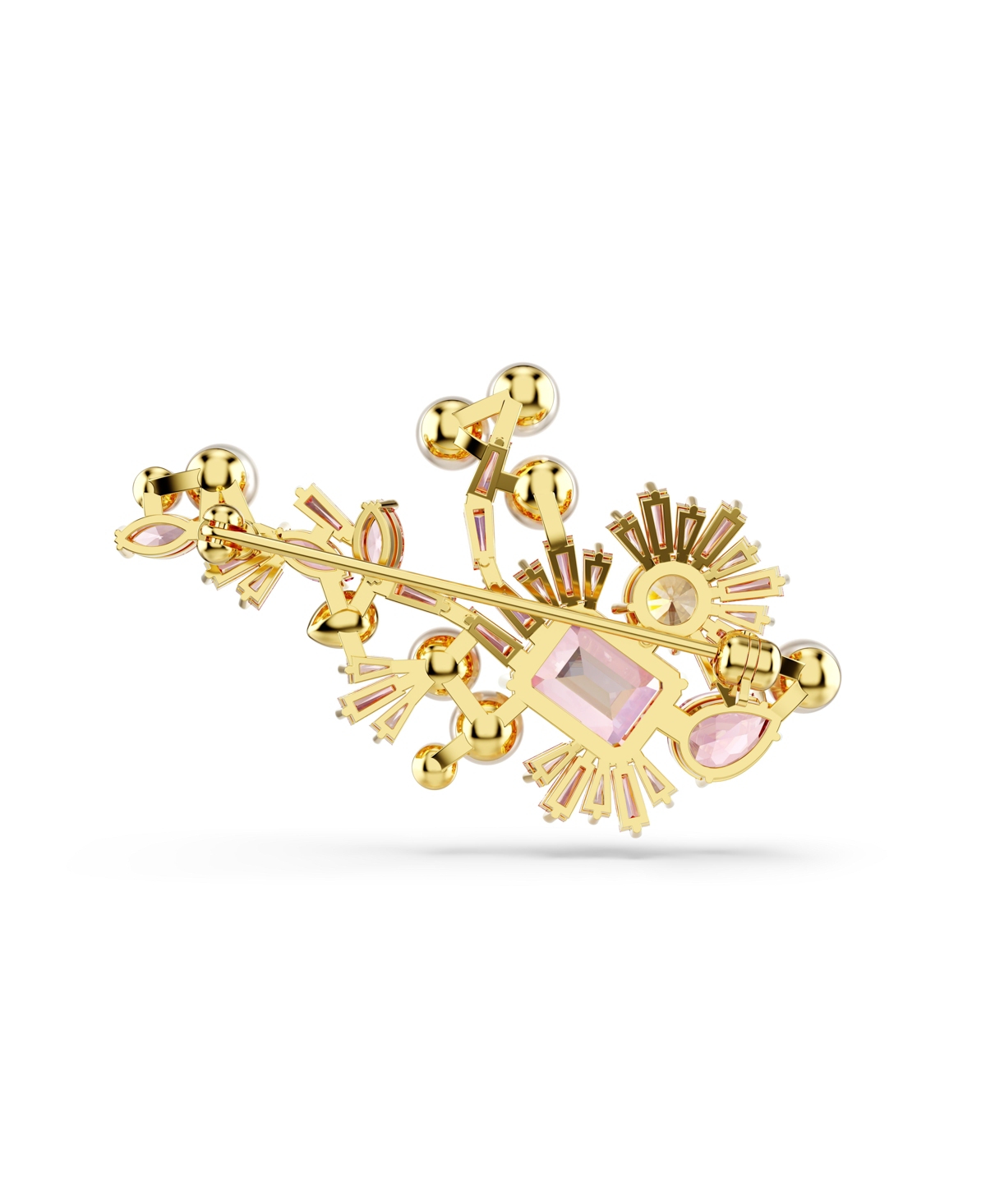 Shop Swarovski Mixed Cuts, Flower, Pink, Gold-tone Gema Brooch