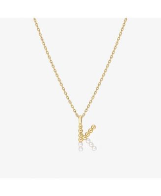 Cultured Pearl Pave Initial Necklace - K 39$