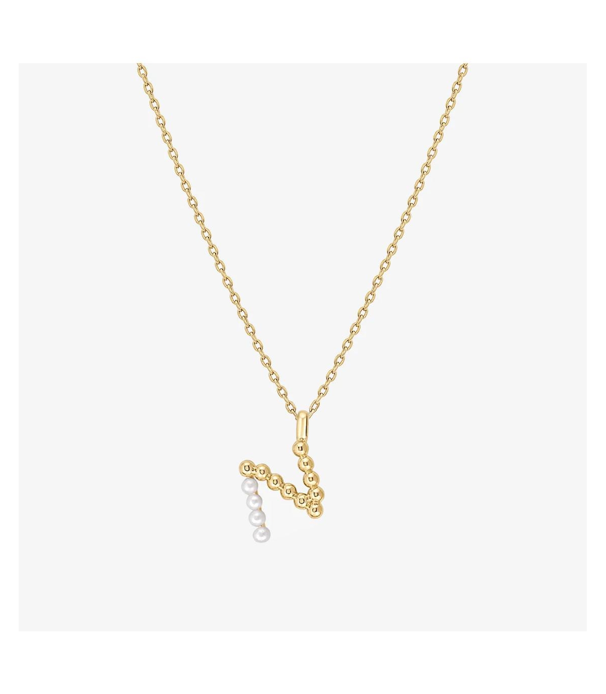 Cultured Pearl Pave Initial Necklace - S