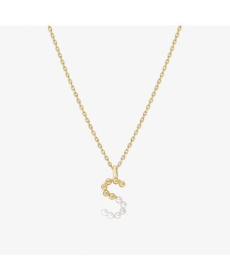 Cultured Pearl Pave Initial Necklace