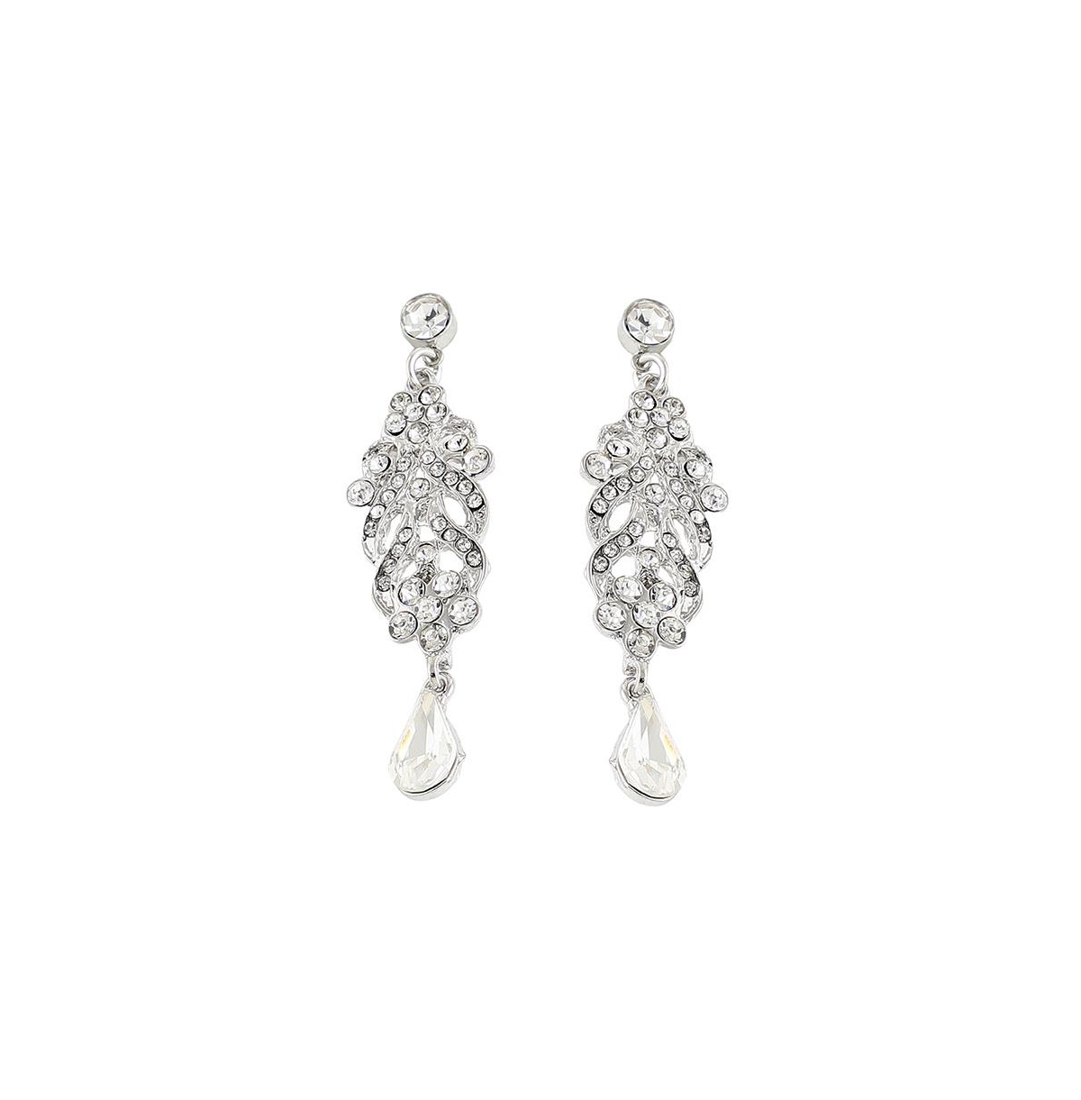 Women's Silver Embellished Drop Earrings - Silver