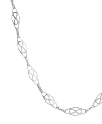 Silver-Tone Diamond Shaped Link Chain Necklace