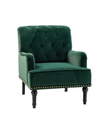 Jakub 28.5" W Velvet Tufted Polyester Armchair with Nailhead Trim