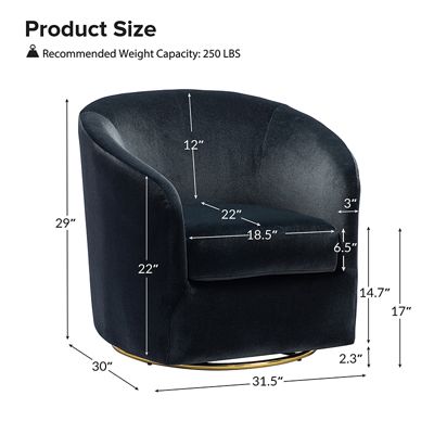 Swivel Accent Chair with Gold Metal Base for Living Room Nursery