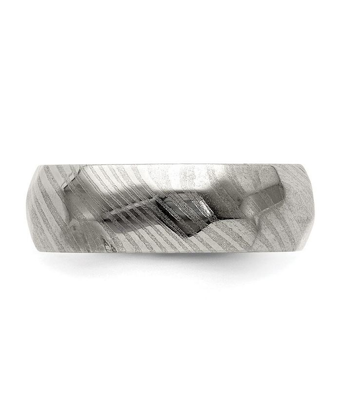 Chisel Damascus Steel Polished Faceted 7mm Band Ring Macy's