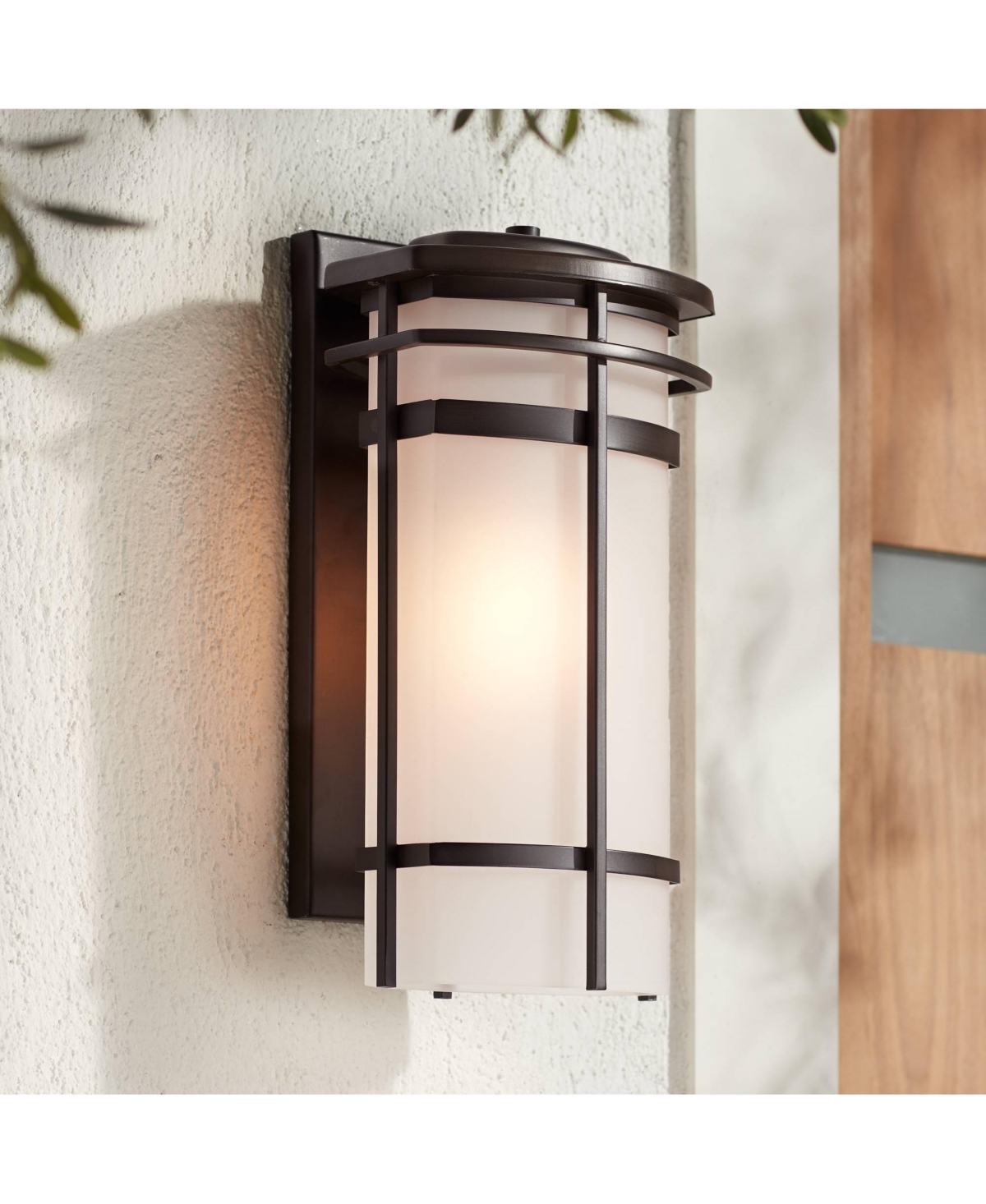 Theola Modern Outdoor Wall Light Fixture Bronze Led 16 1/4" Etched Glass Shade for Exterior Barn Deck House Porch Yard Patio Outside Garage Front Door