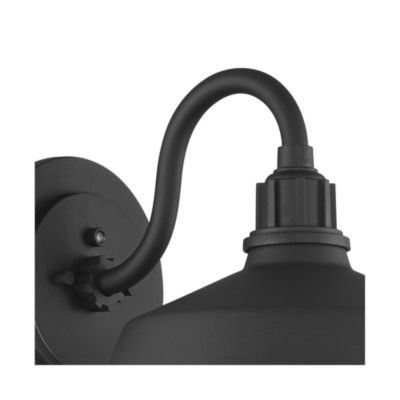 Arnett Rustic Industrial Farmhouse Outdoor Barn Light Fixtures Set of 2 Black Dusk to Dawn Gooseneck 10 1/2" for Exterior Deck