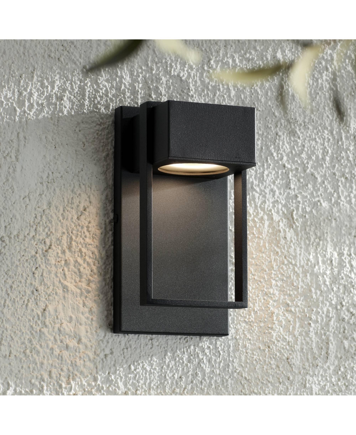 Pavel Modern Sconce Outdoor Wall Light Fixture Led Textured Black Metal 9 1/2" Crystal Down light for Exterior House Porch Patio Outside Deck Garage Y