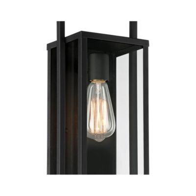 Jericho Modern Outdoor Wall Light Fixture Textured Black Metal 19" Clear Glass Panel for Post Exterior Barn Deck House Porch Yard