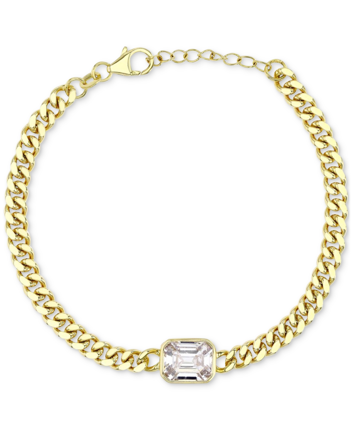 Shop Macy's Cubic Zirconia Large Cuban Link Bracelet In 14k Gold-plated Sterling Silver