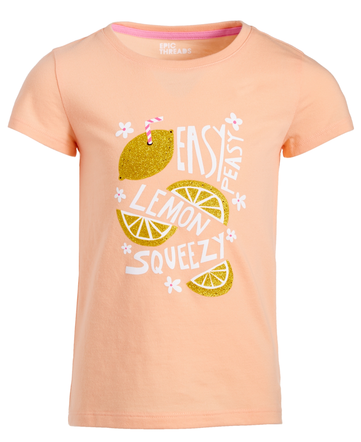 Shop Epic Threads Toddler & Little Girls Easy Peasy Lemon Graphic T-shirt, Created For Macy's In Peach Foam