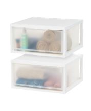 IRIS USA 2Pack 47qt Extra Large Stackable Plastic Storage Drawers, White 