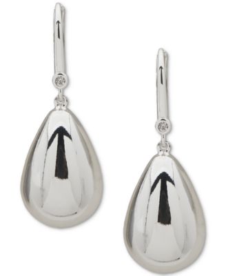 DKNY - Silver-Tone Puffy Sculptural Tear-Shape Drop Earrings