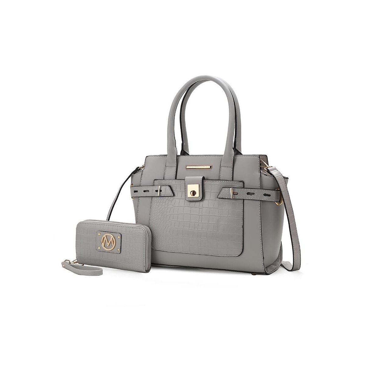 Mkf Collection Isla Crocodile Embossed Satchel Bag with wallet by Mia K