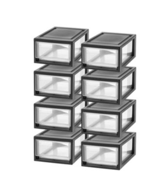 IRIS 8 Pack 6qt Small Plastic Stacking Drawers, Black - Macy's